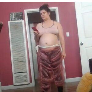 Trees Naturals See Through Pink Cream Stretch Band Pants